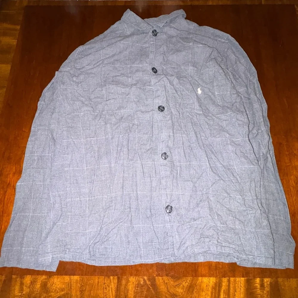 Polo Ralph Lauren Sleepwear Lounge Set Gray‎ Plaid Button Up M